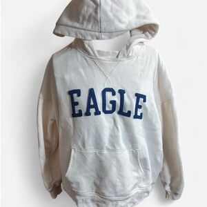 American Eagle Outfitters White Hoodie with Blue Lettering size small